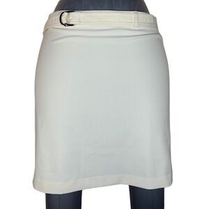 Size 6 The Limited Ivory White Pencil Skirt Stretch Y2k Belted Coastal Neutral